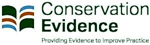 Logo for Conservation Evidence. Text reads, Conservation Evidence, Providing evidence to improve practice